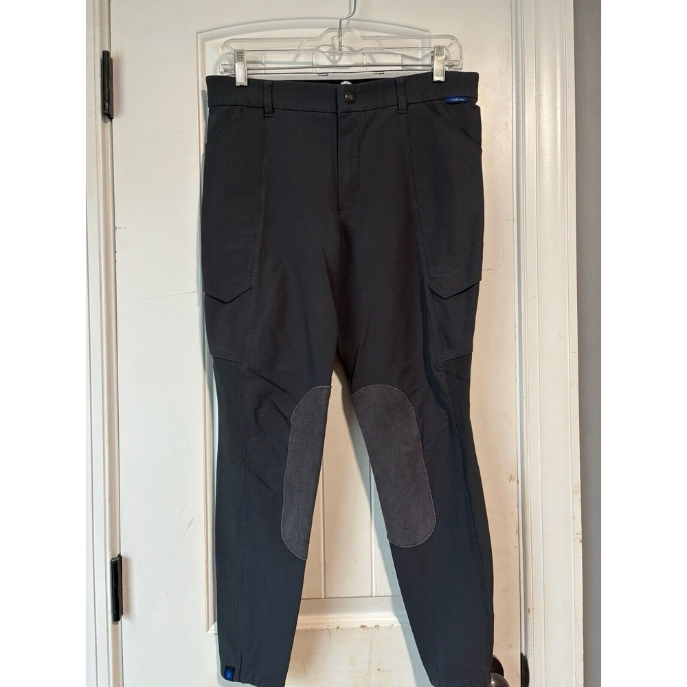IRIDEON DARK Gray KNEE PATCH Breeches WOMEN's 30 Equestrian PULL-ON Riding PANTS